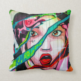 Screaming Girl Colourful Graffiti Pillow
