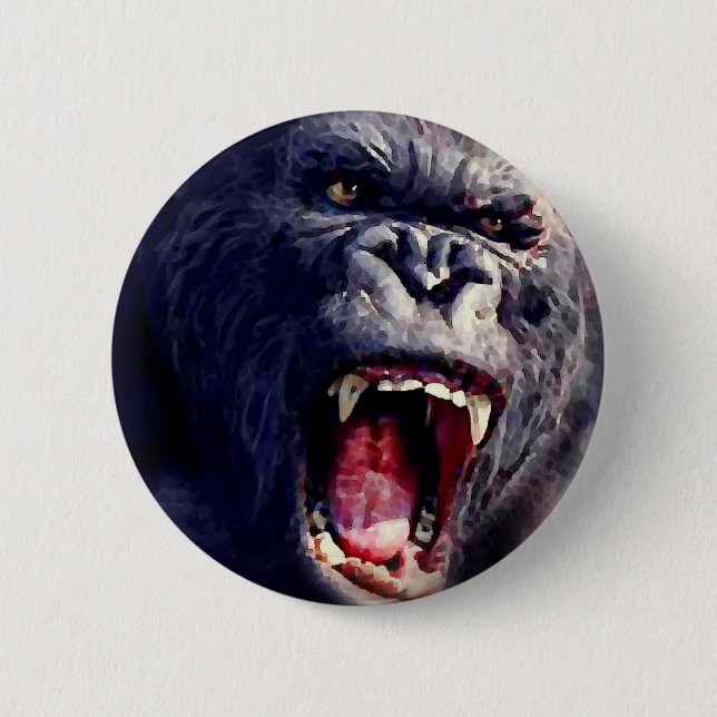 Screaming Gorilla 2 Inch Round Button (Front)