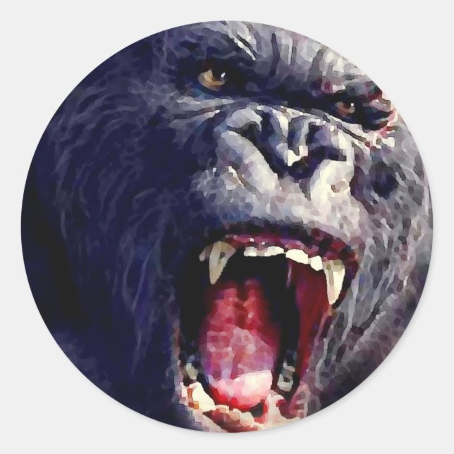 Screaming Gorilla Classic Round Sticker (Front)