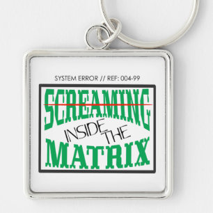 Screaming Inside Glitch Art Cyberpunk Typography Keychain