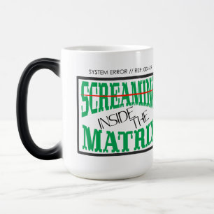 Screaming Inside Glitch Art Cyberpunk Typography Magic Mug