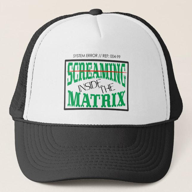 Screaming Inside Glitch Art Cyberpunk Typography Trucker Hat (Front)