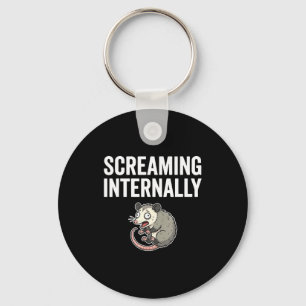 Screaming Internally Funny Ossum Anxiety Meme Keychain