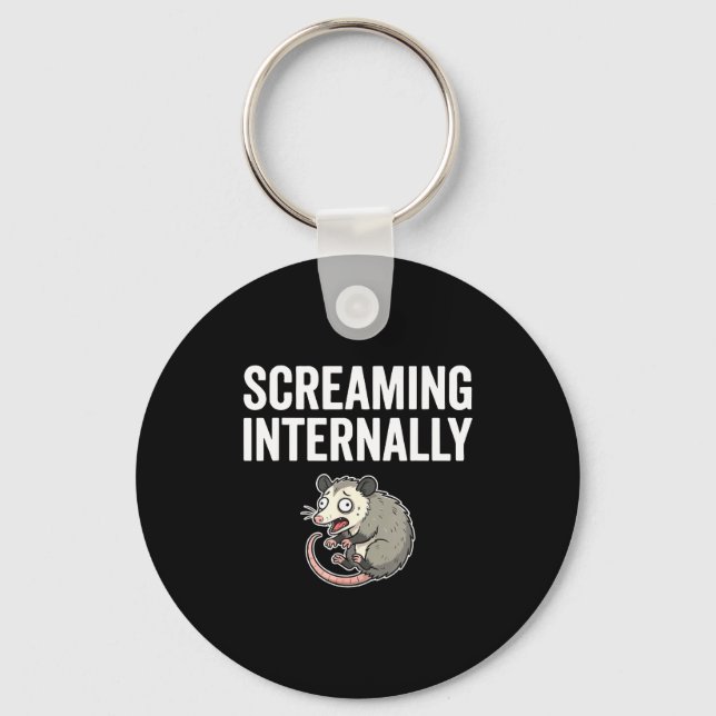 Screaming Internally Funny Ossum Anxiety Meme  Keychain (Front)