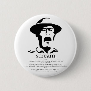 screaming man with definition 2 inch round button