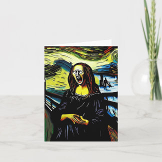 Screaming Mona Lisa Funny Parody Portrait Card