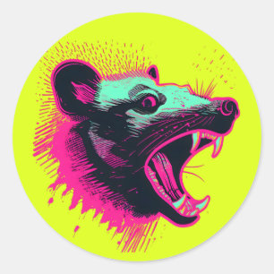 Screaming Opossum Classic Round Sticker