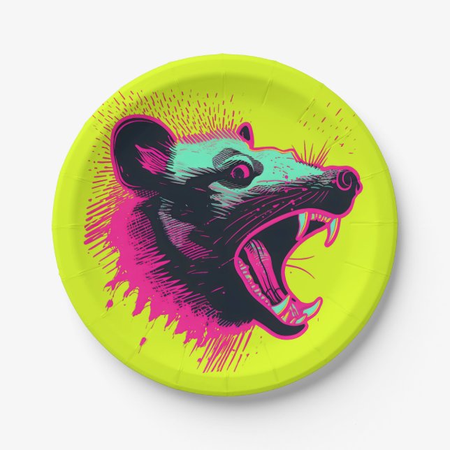 Screaming Opossum Paper Plate (Front)