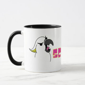 Screaming Parrot With Pink Text Mug