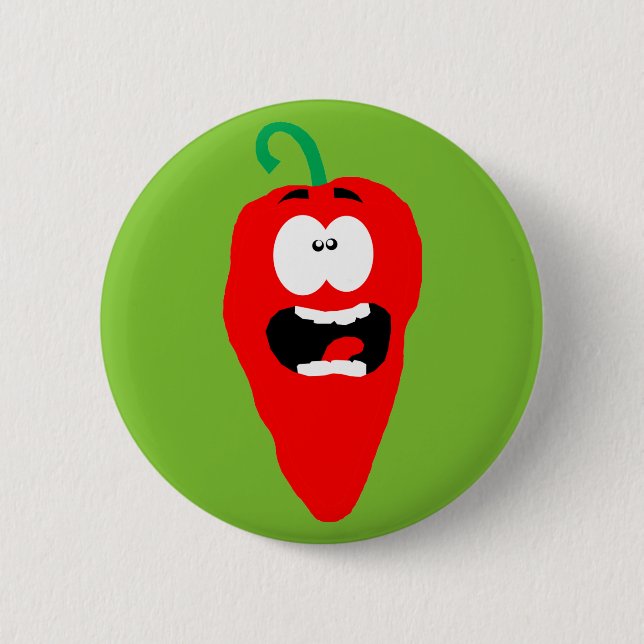 Screaming Red Hot Chili Pepper 2 Inch Round Button (Front)