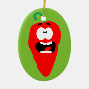 Screaming Red Hot Chili Pepper Ceramic Ornament
