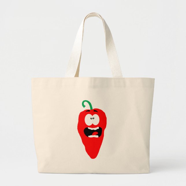 Screaming Red Hot Chili Pepper Large Tote Bag (Front)