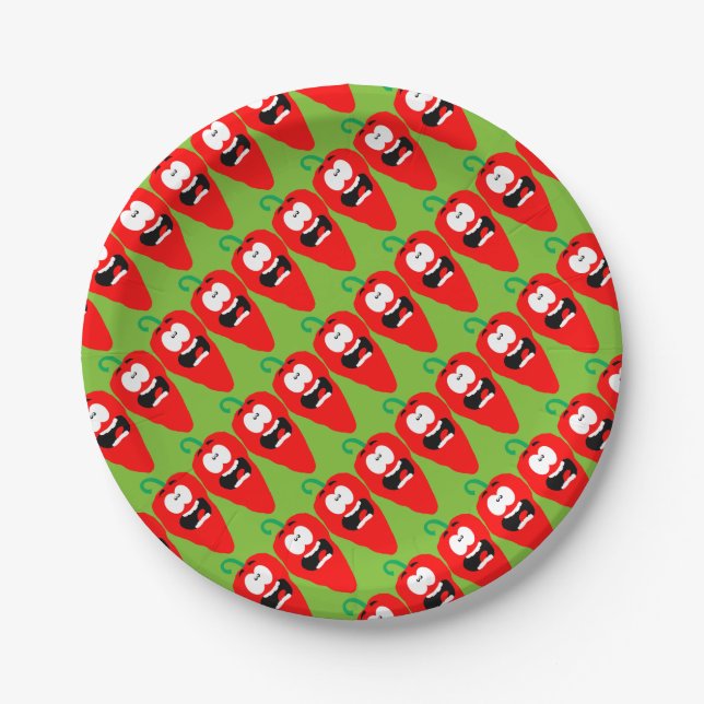 Screaming Red Hot Chili Pepper Paper Plate (Front)