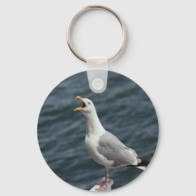 screaming seagull singing love songs keychain (Front)