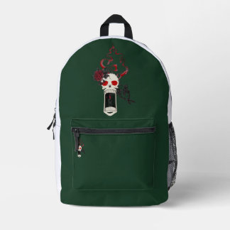 Screaming Skull Candle Rose Gothic Backpack