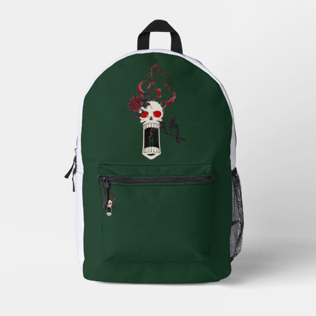 Screaming Skull Candle Rose Gothic Backpack (Front)