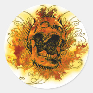 Screaming skull classic round sticker