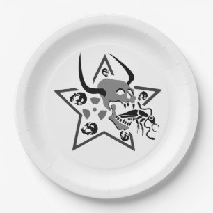 Screaming Skull Pentagram Paper Plate