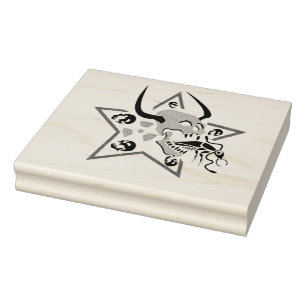 Screaming Skull Pentagram Rubber Stamp