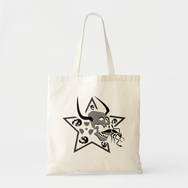 Screaming Skull Pentagram Tote Bag (Front)