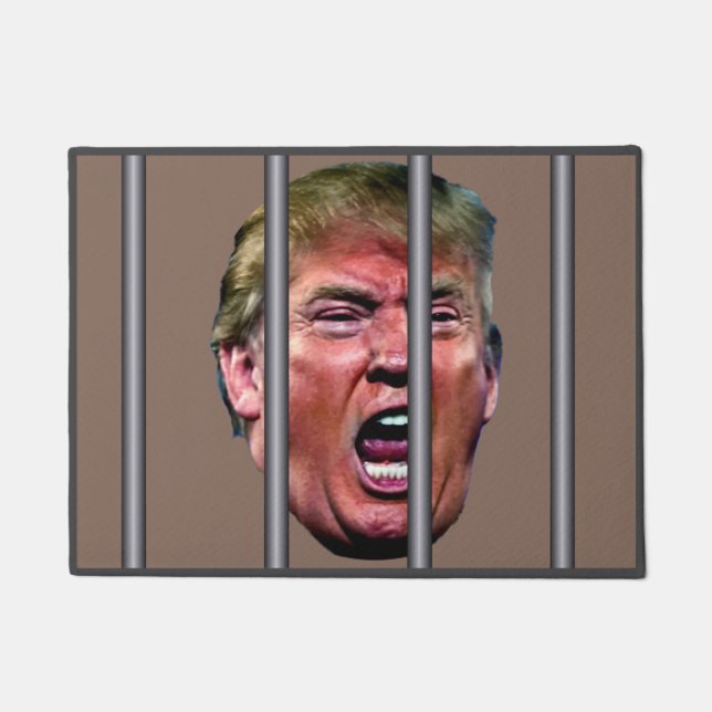 Screaming Whining Trump Head Behind Prison Bars Doormat (Front)