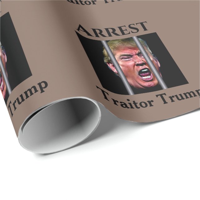 Screaming Whining Trump Head Behind Prison Bars Wrapping Paper (Roll Corner)