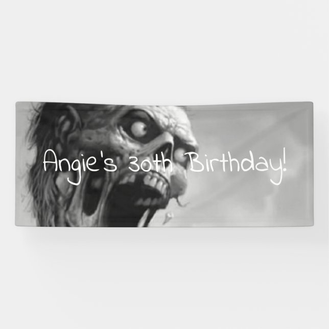 screaming zombie birthday banner (Horizontal)