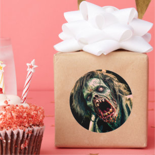 Screaming Zombie Classic Round Sticker