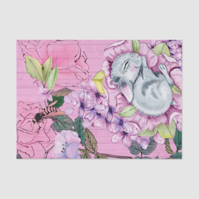 Screamingly Cute Sleeping Baby Rabbit Tissue Paper (Front)