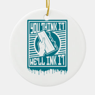  Screen Printing Squeegee Printing Obey Ink Design Ceramic Ornament