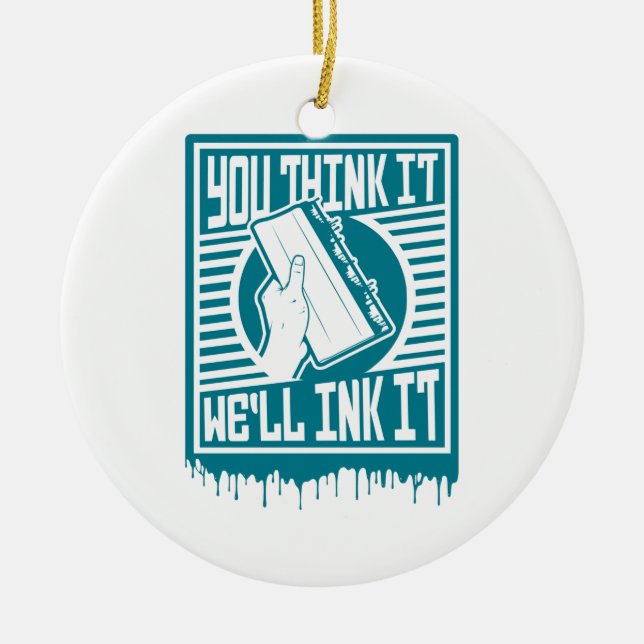  Screen Printing Squeegee Printing Obey Ink Design Ceramic Ornament (Front)