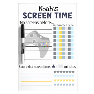 Screen time chart with name dry erase board