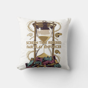 Screen Time Referee T Shirt, Fair Play Enforcer Throw Pillow