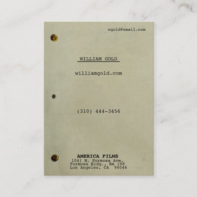 Screenplay Vintage Wide Business Card (Front)