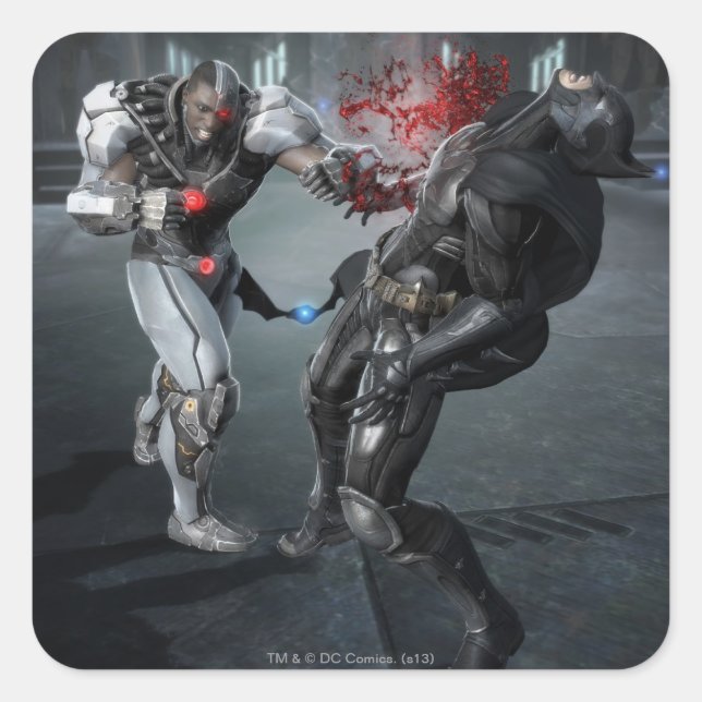 Screenshot: Cyborg vs Batman Square Sticker (Front)