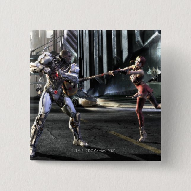 Screenshot: Cyborg vs Harley 2 Inch Square Button (Front)