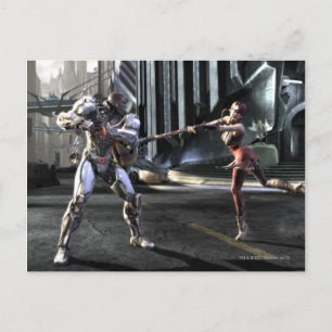 Screenshot: Cyborg vs Harley Postcard