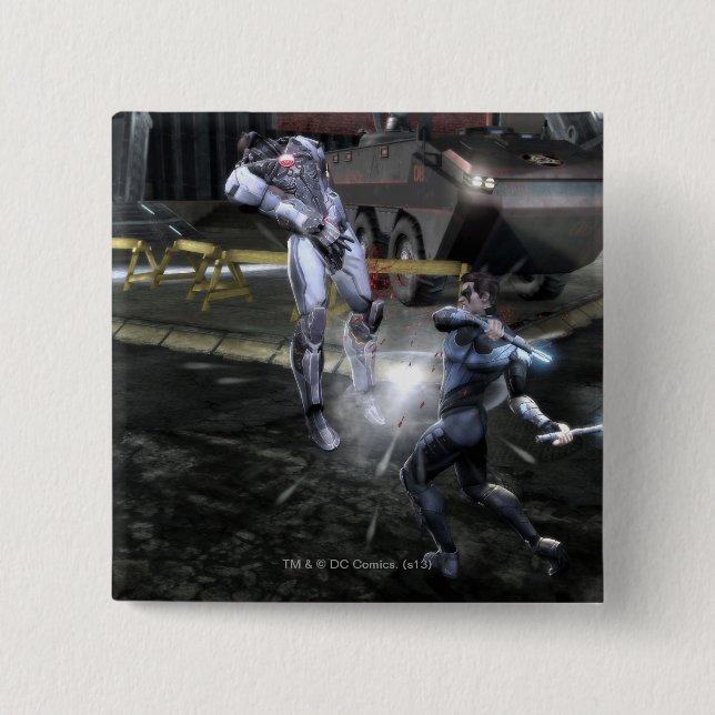 Screenshot: Cyborg vs Nightwing 3 2 Inch Square Button (Front)
