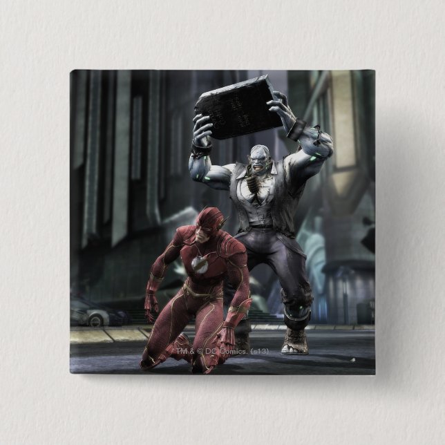 Screenshot: Flash vs Grundy 2 Inch Square Button (Front)