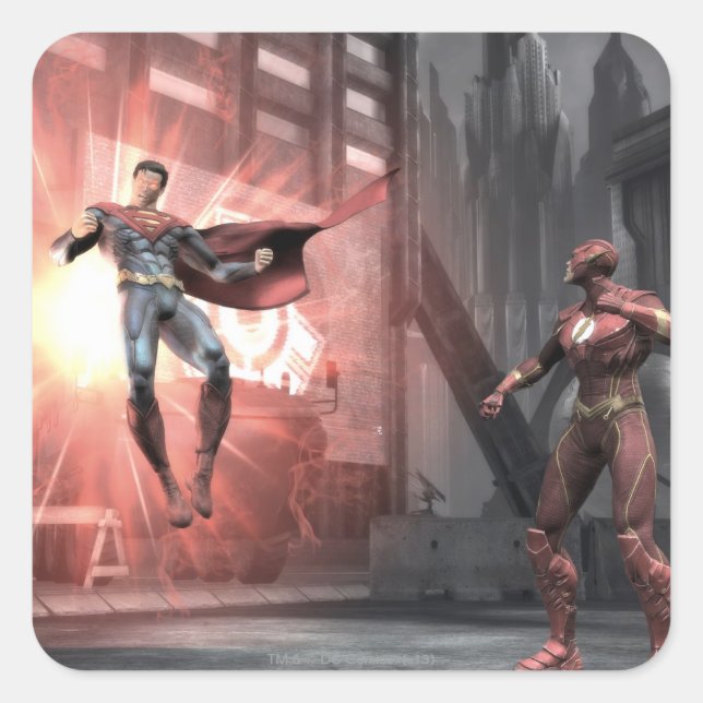 Screenshot: Superman vs Flash Square Sticker (Front)