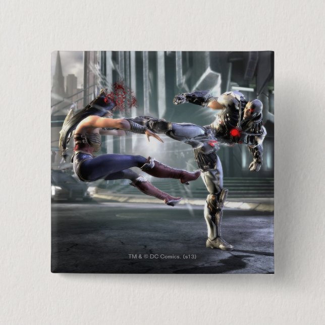 Screenshot: Wonder Woman vs Cyborg 2 Inch Square Button (Front)