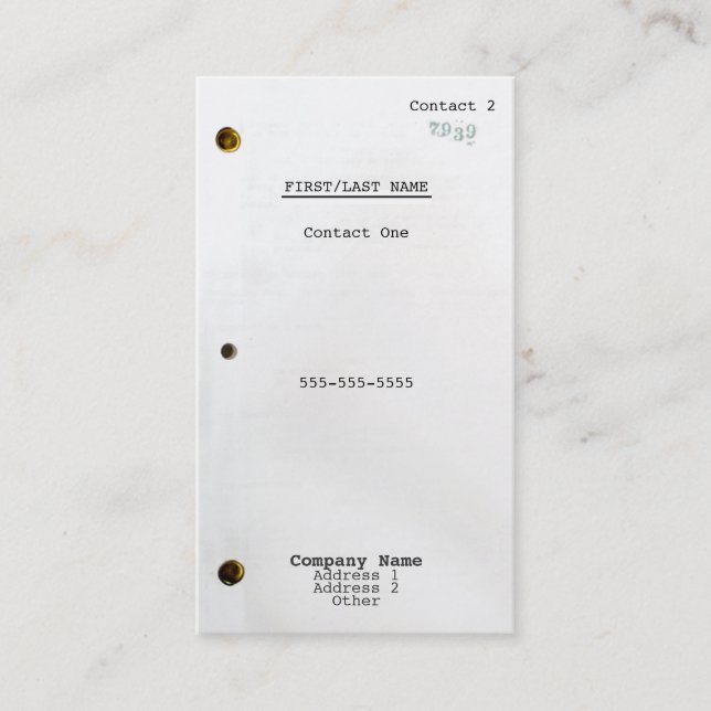 Screenwriter Business Card (Front)