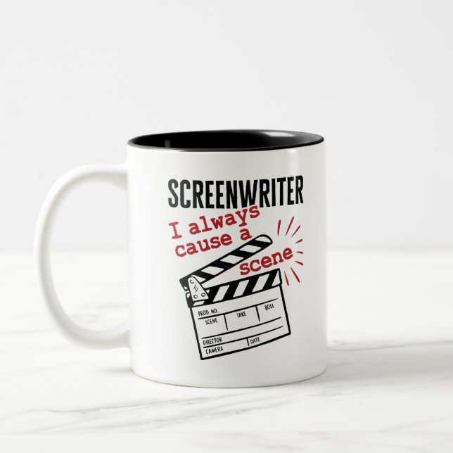 Screenwriter I Always Cause a Scene Two-Tone Coffee Mug (Left)