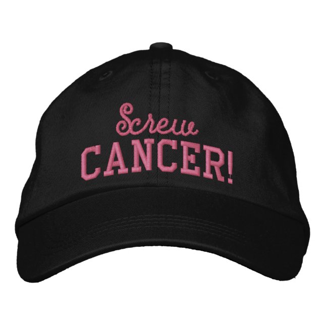 Screw Breast Cancer Pink Letters Embroidered Hat (Front)