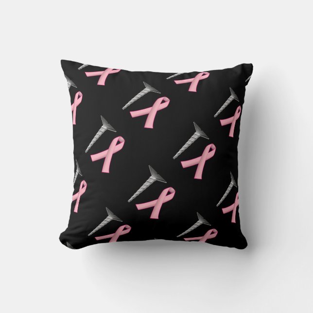 Screw Breast Cancer! Survivors Humour Throw Pillow (Front)