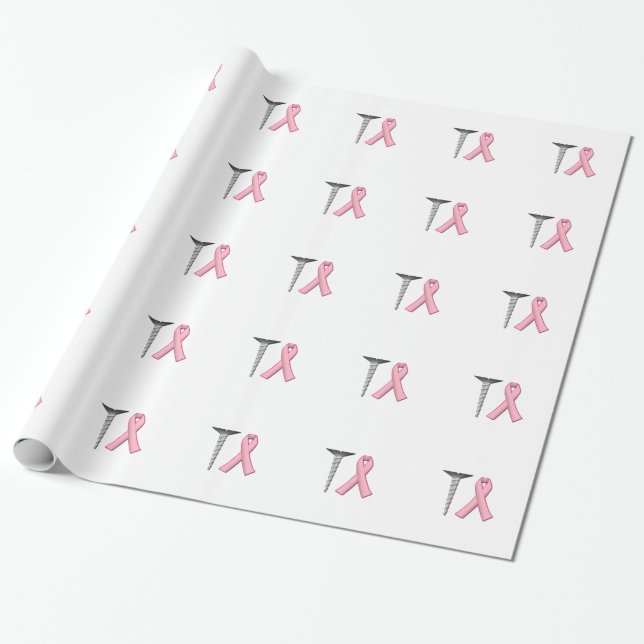 Screw Breast Cancer! Survivors Humour Wrapping Paper (Unrolled)