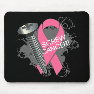 Screw Cancer - Grunge Breast Cancer Mouse Pad