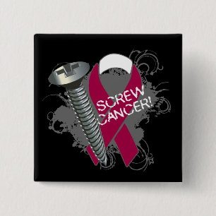 Screw Cancer - Grunge Head and Neck Cancer 2 Inch Square Button