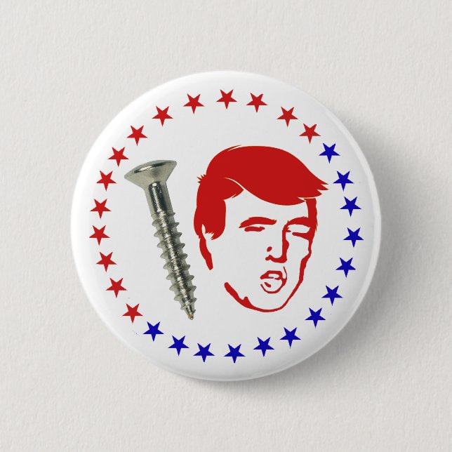 Screw Donald Trump Funny Political Pushback 2-1/4" 2 Inch Round Button (Front)