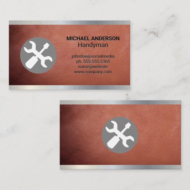 Screw Driver Wrench | Leather Texture Business Card (Front/Back)